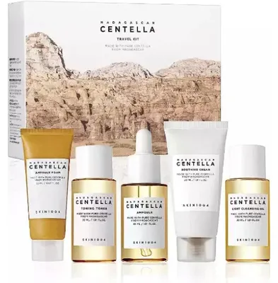 Produktbild von SKIN1004 Madagascar Centella Travel Kit – 5-teiliges Set für empfindliche Haut, beruhigend, feuchtigkeitsspendend, ideal für Reisen