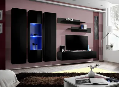 Produktbild von Wohnwand Set 6 tlg Luxus Wohnzimmer TV Ständer Holz Wandregal Wandschrank Neu