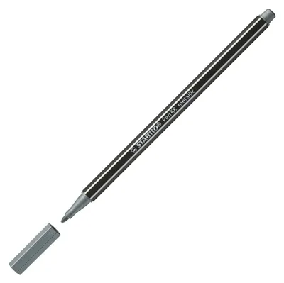 Zdjęcie produktu dla STABILO Pen 68 metallic, Średni, 1 kol., Srebrny, Końcówka pociskowa, 1,4 mm, Czarny, Srebrny