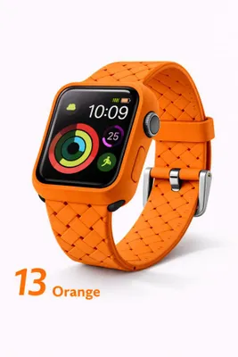 Produktbild von Apple Watch Silikon Armband + Case Bumper Hülle - Für Apple Watch 45 mm, 13# Orange