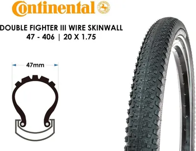 Produktbild von 20 Zoll CONTINENTAL Double Fighter III 47-406 Fahrrad Trekking Touren Reifen 20x1.75 Mantel