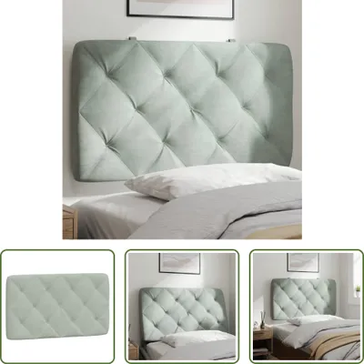 Imagen del producto de Almohada para cabecero Living Store, color gris claro, 80 cm, de terciopelo