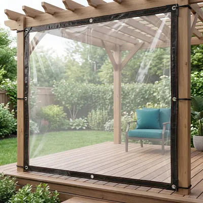 Produktbild von Eikuavons 2x Transparente Plane mit Ösen wasserdichte Abdeckplane aus PE wetterfest und UV-beständig für Garten Balkon Terrasse Gewächshaus und Pavillon 2 × 1 m