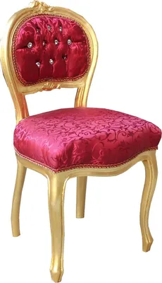 Produktbild von Casa Padrino Barock Damen Stuhl Bordeaux Muster / Gold mit Bling Bling Glitzersteinen - Schminktisch Stuhl