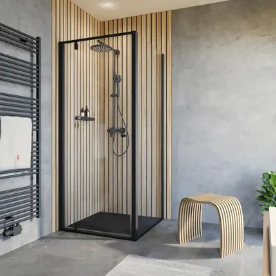 Produktbild von SCHULTE Duschtür mit Seitenwand mit Trend 2.0 ExpressPlus 90 x 90 x 200 cm Profil schwarz Klarglas Schmutzabweisende Gla