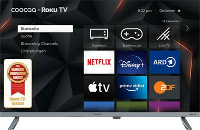Produktbild von COOCAA 40R3G Roku LED TV, FHD Smart TV, 40 Zoll, 100 cm, Fernseher mit Triple Tuner, TV mit WLAN, LAN, HDMI, USB, HDTV, Netflix, Prime