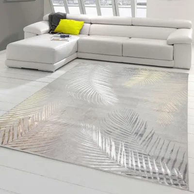 Obrázok produktu pre Dizajnový koberec s palmovými vetvičkami v sivej farbe Veľkosť - 160 x 230 cm