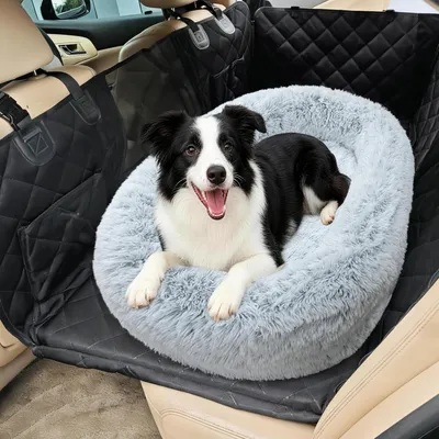 Produktbild von Hundebett für die Rückbank im Auto, rutschfest und waschbar, 120x85x25cm, Hellgrau