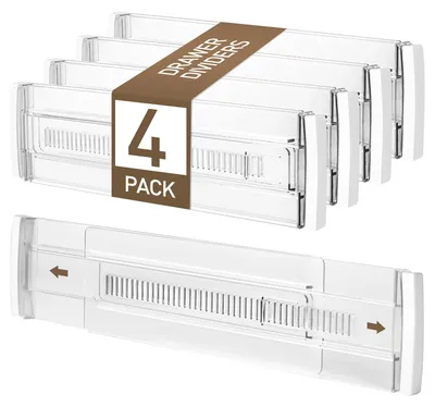 Schubladenunterteiler verstellbar 28,5-50,5 cm 4er-Set transparent
