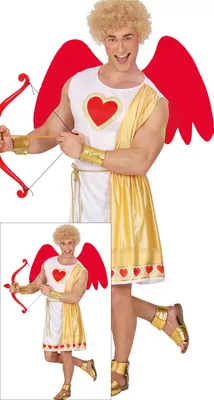 Produktbild von Cupid Bogenschütze Karnevalskostüm Amor Flügel Herz Accessoire Junggesellenabschied Party Engel Spaß Humor Pfeil Kreativ Kostüm Idee, Größe: 48 - 50 (M) Farbe: Weiß / Gold