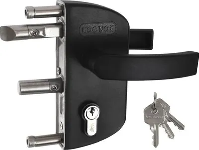 Image de LAKZ Locinox Serrure de jardin avec poignée polyamide pour profil de 40 mm, noir RAL 9005 (LAKZ40P1LVCAP-9005)