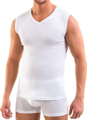 Herren Muskelshirt V-Neck weiß