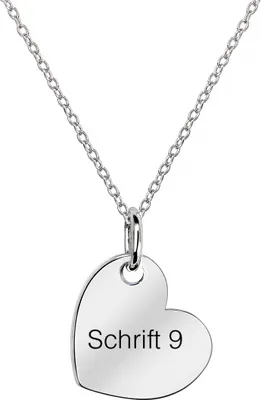 Produktbild von MATERIA by Matthias Wagner Gravur Kette mit Herz Anhänger - 925 Silber Herzkette Liebe rhodiniert 42-45cm KA-452