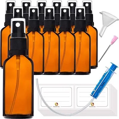 Produktbild von Reinigungsflasche - 12 Stück 50ml - Reißfähige Sprühflaschen für Reinigung, Parfüms, ätherische Öle - Reise-Größe