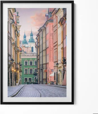 Produktbild von Alte Stadt in Warschau– Wandbild mit Rahmen – Gerahmtes Bild  – Wanddekoration – 70x100 cm –  Schwarz Rahmen