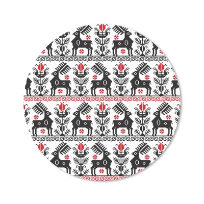 Produktbild von MuchoWow® Mauspad Mousepad Hirsche - Muster - Schwarz - Rot 40x40 cm - Mousepads - Maus Mat - Pad - Mausunterlage - Schreibtisch Accessoires