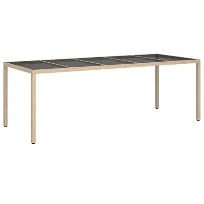 Produktbild von Gartentisch Beige 250x100x75 cm Hartglas und Poly Rattan