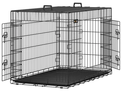 Produktbild von Hundekäfig, 2 Türen, Metall, schwarz 122x74x80 cm