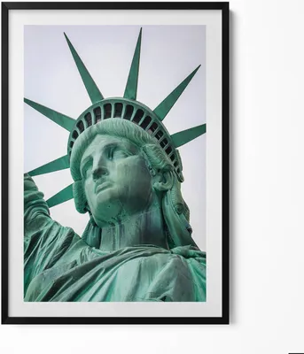 Produktbild von Freiheitsstatue New York USA– Wandbild mit Rahmen – Gerahmtes Bild  – Wanddekoration – 70x100 cm –  Schwarz Rahmen
