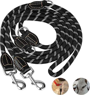 Produktbild von Verstärkte Hundeleine, nylon, schwarz, 3m x 14mm, doppelt