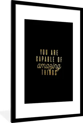 Produktbild von MuchoWow® Gerahmtes Poster Zitat - Zuversicht - Gold - Briefe 60x90 cm - Poster mit Schwarzem Bilderrahmen Wandposter Rahmen Foto Bilder - Dekoration - Wandposter Wohnzimmer - Hochwertig