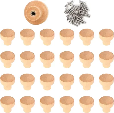 Produktbild von Runde Holz-Möbelknöpfe - für Schrank und Schublade - 25 Stück