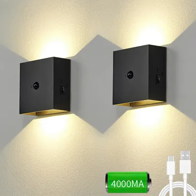 VISDANFO 2x Kabellose Wandleuchten - Dimmbare LED Lampen Mit Touch & Fernbedienung