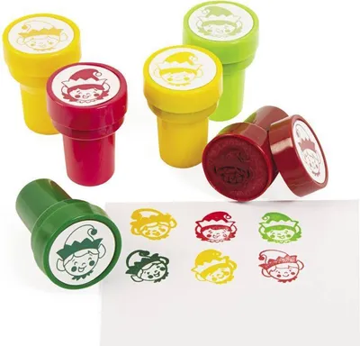 Produktbild von Kinderstempel Weihnachtselfen Elfen 6 verschiedene Motive 6 Stück