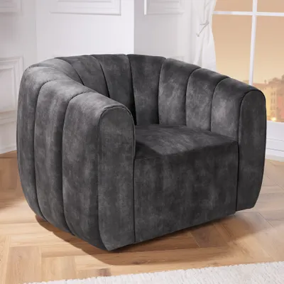 Produktbild von riess-ambiente Drehbarer Sessel BABYLON dunkelgrau Samt Lounge Cocktailsessel