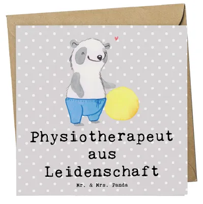 Produktbild von Mr. & Mrs. Panda Grußkarte Physiotherapeut Leidenschaft - Grau Pastell - Geschenk, doppelkarte, Klappkarte, anlasskarte, faltkarte, Glückwunschkarte