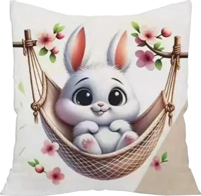 Obrázek produktu pro Velikonoční povlak na polštář 40x40 na zip velur - Zajíček na houpačce