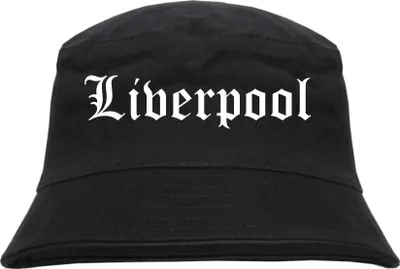 Produktbild von Liverpool Fischerhut - Altdeutsch - bedruckt - Bucket Hat Anglerhut Hut Schwarz L/XL