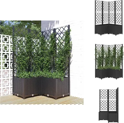 Produktbild von vidaXL Pflanzkübel mit Spalier Schwarz 80x80x136 cm PP -  Blumentöpfe & Pflanzgefäße