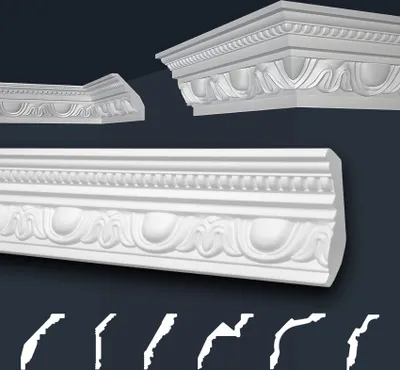 Produktbild von Marbet Deckenleisten weiß Sparpaket aus Styropor EPS - Stuckleisten gemustert, im traditionellen Design - (2 Meter B-24) Stuckprofil Zierprofil Eckprofil