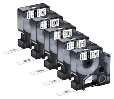 Produktbild von 5er-Pack Ersatz-Etikettenband für Etikettendrucker, 12 mm x 7 m