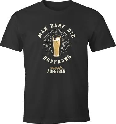 Produktbild von Herren T-Shirt Man darf die Hopfnung niemals aufgeben lustiges Party Bier Shirt Moonworks® anthrazit 4XL