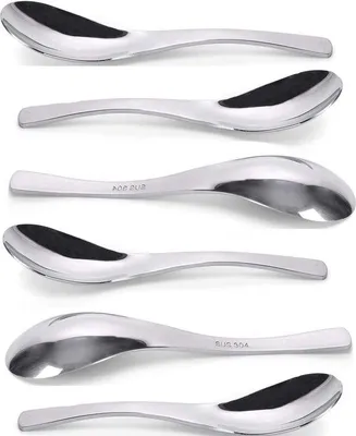 Immagine prodotto di 6 spatole in acciaio inossidabile 18/8, ideali per insalate, curry, dessert e piatti caldi, 17 cm