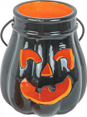 Produktbild von Schwarze Halloween Kürbis Laterne aus Keramik 13cm