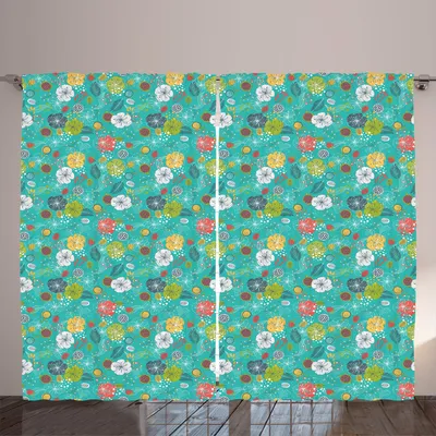 Immagine prodotto di ARANDE Tenda botanica, primavera vivace, stelle di anice, foglie di cacao, bouquet di bacche di felce, stampa floreale naturale, 280 x 245 cm, multicolore