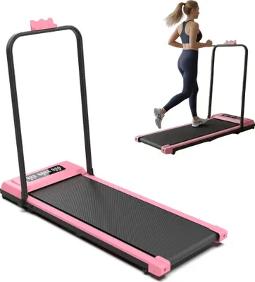 Image de Tapis de course électrique pliable pour la maison | 1-12 km/h | jusqu'à 120 kg | Rose