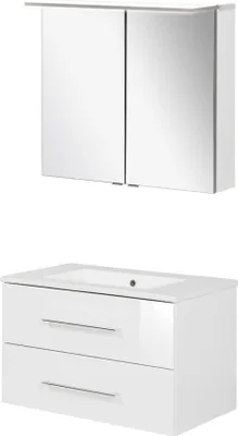 Produktbild von Fackelmann B. Perfekt Badmöbel Set 3-teilig, 80 cm, Weiß, LED-Spiegelschrank