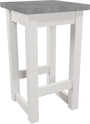 Produktbild von Rustikaler 55 cm | Grau Teakholz Hocker Sitzhocker Holzhocker Blumenhocker Beistelltisch Deko