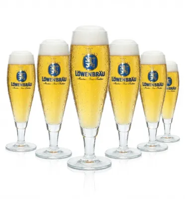 Produktbild von 6x Löwenbräu Bier Glas 0,3l Pokal Ritzenhoff Tulpe Gläser Müncher Brauerei Beer