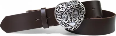 Produktbild von FRONHOFER Damen Ledergürtel mit funkelnder Strass Herz Gürtelschnalle 4 cm, echt Leder