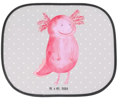 Produktbild von Mr. & Mrs. Panda Sonnenschutz Auto Axolotl Glücklich - Grau Pastell - Geschenk, Lurch, Hitzeschutz, gut Gelaunt, Fürs, Schwanzlurch, Lebensfroh, Sonnenblende, Axolot