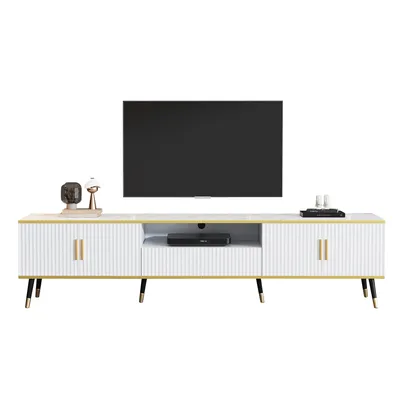 Produktbild von Merax TV-Schrank mit Marmor-Optik, Lowboard für Fernseher bis 90 Zoll, Drei Schubladen und 1 Kabelmanagement, TV-Board 200 x 40 x 46 cm