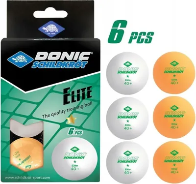 Immagine prodotto di Pallina da tennis da tavolo 1 stella Elite Poly, confezione da 6, bianco/arancio