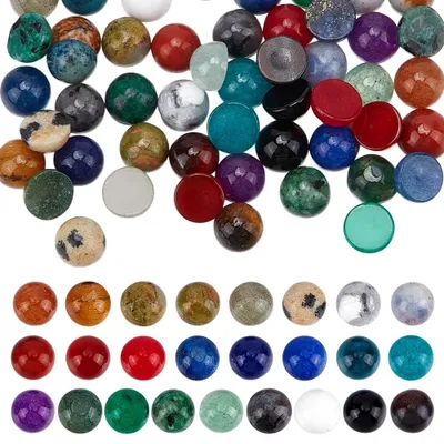 Edelstein Cabochons 4 mm, 50 Stück Naturstein, bunt