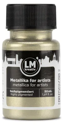 Produktbild von LM-Kreativ Metallika for Artists 50 ml, Platinum – hochpigmentierte Metallic-Acrylfarbe für Holz, Leinwand, Keramik & Glas