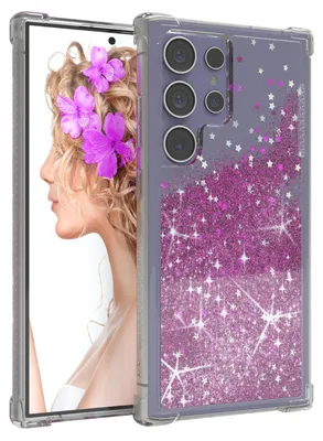 Produktbild von EAZY CASE - Glitzer Hülle kompatibel mit  Samsung Galaxy S24 Ultra Glitzer Schutzhülle, Soft Case, Backcover Transparent mit Motiv